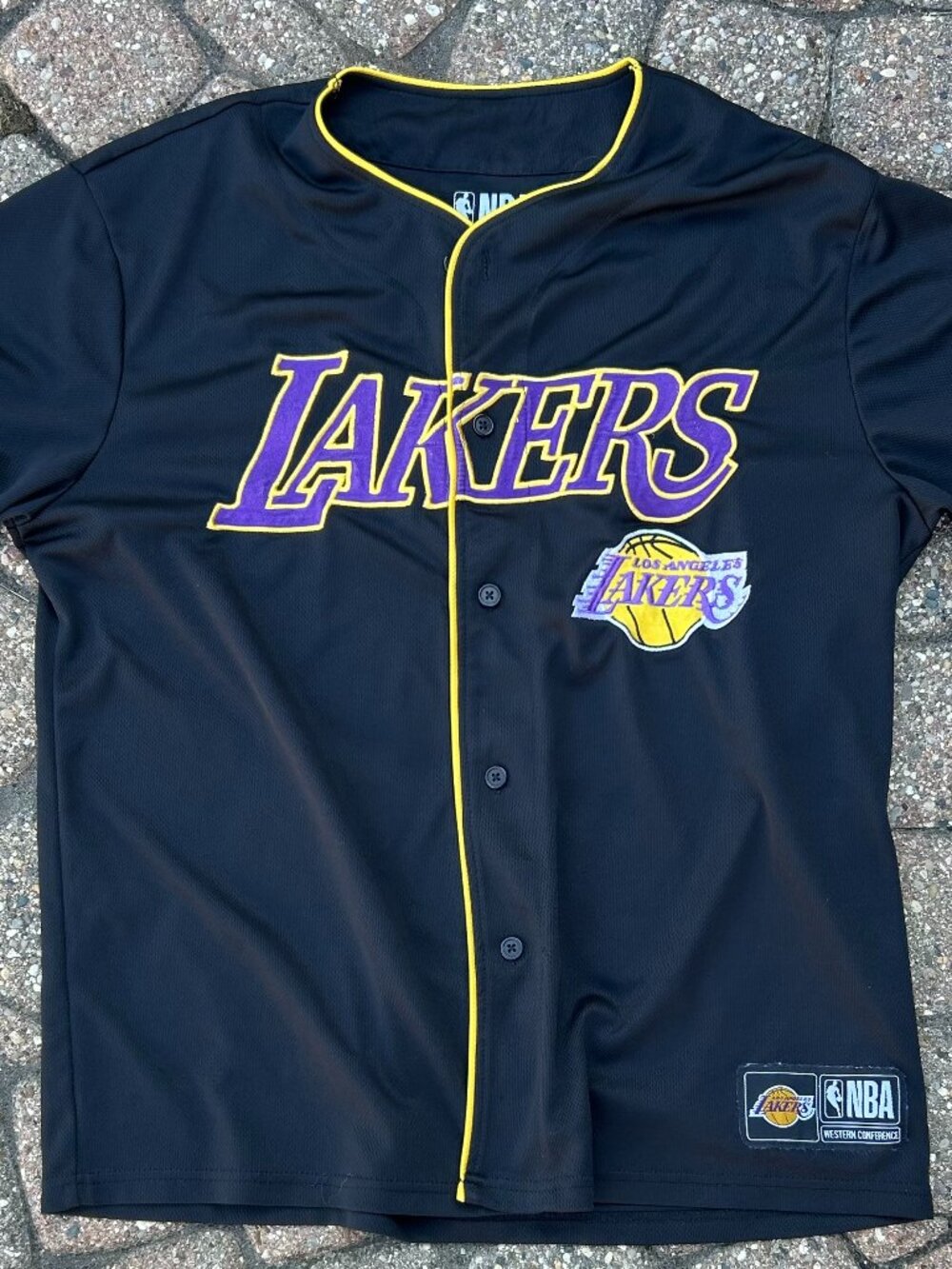 NBA Los Angeles Lakers Baseball Style Jersey Button Front Top Mesh Mens Size Lar
